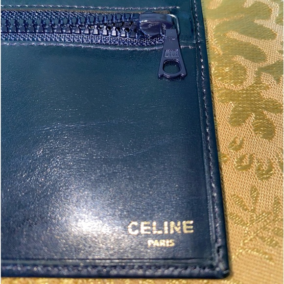 💯AUTHENTIC CELINE TRIOMPHE NAVY BLUE CALF SKIN LEATHER LONG BI-FOLD WALLET - Picture 4 of 15